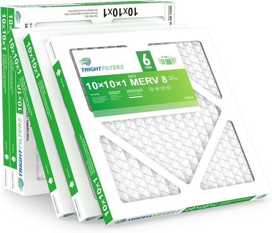 TRIGHTFILTERS 10x10x1 Air Filter - Durable MERV 8 Pleated HVAC & AC Furnace Filters | 6 Pack