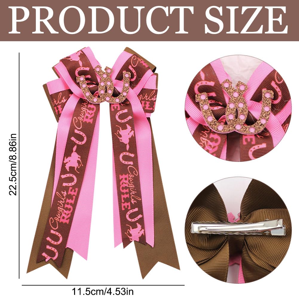 Umibow Western Cowgirl Hair Bows Clips - Cowboy Hat & Boot Design | Horseshoes Print, 2 Pcs Set