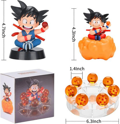 Lenporl DBZ Dragon Ball Action Figure - Goku with Crystal Stars & Transparent Base | Gift Box Included