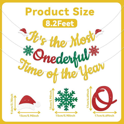 Its the Most Onederful Time of the Year Banner – Christmas First Birthday Party Decor