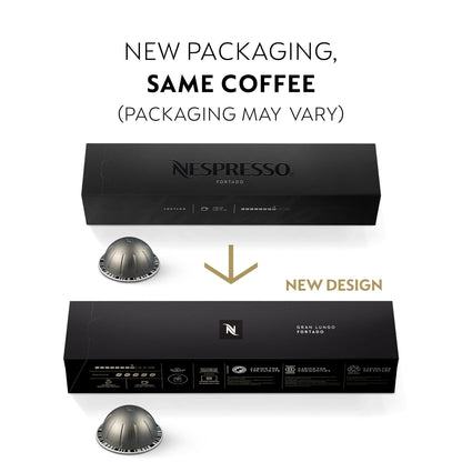 Nespresso Capsules Vertuo, Fortado Gran Lungo Americano, Dark Roast Espresso Coffee, 30 Count Coffee Pods, Brews 5.0oz.