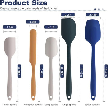 Skiennix Premium Silicone Spatula Set - 5-Piece Heat Resistant Up to 446°F | Food Grade for Nonstick Cookware