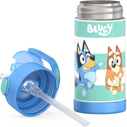 THERMOS FUNTAINER Water Bottle - 12 Ounce Kids Stainless Steel Vacuum Insulated - Bluey Design
