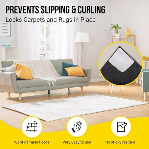 Alien Grip Carpet Tape - 20 Pcs Anti-Slip Double-Sided Rug Grippers for Hardwood & Tile Floors
