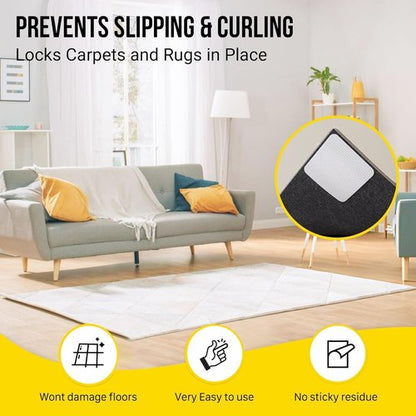 Alien Grip Carpet Tape - 20 Pcs Anti-Slip Double-Sided Rug Grippers for Hardwood & Tile Floors