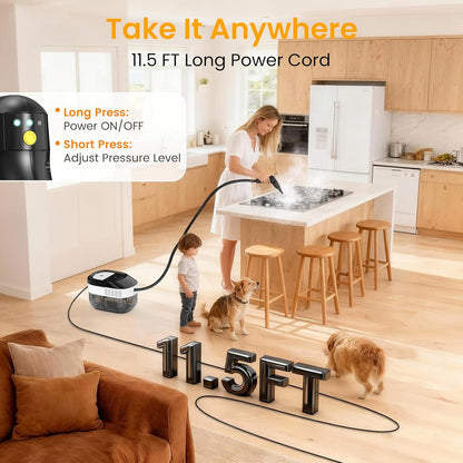 Skiennix Pressurized Steam Cleaner - 1.6L Handheld Steamer with 3-Level Adjustment & 2500W Power | 22-Piece Accessory Set for Home, Car & Multi-Surface Cleaning
