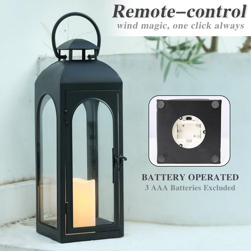 20 Inches Metal and Stainless Steel Glass Decorative Lantern with Electronic Wax Effect - Indoor/Outdoor Decorative Lighting, Handcrafted Aesthetic, Perfect for Home, Parties, and Holiday Decor