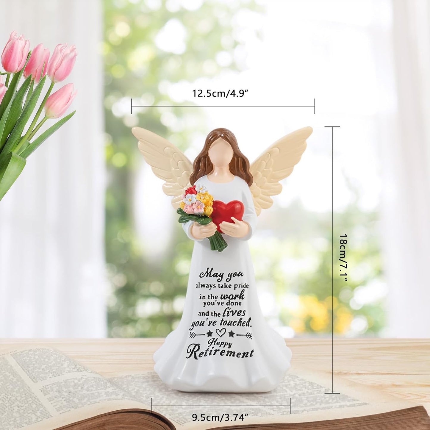 Skiennix Angel Figurine - 7.1" Retirement Gift for Women | Happy Retirement Card & Home Decor
