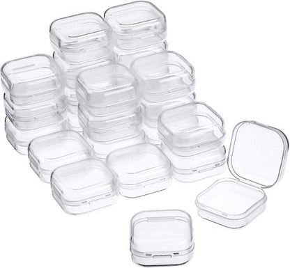 Clear Plastic Bead Storage Containers by [Brand Name] - 24 Packs with Hinged Lid for Crafts & Jewelry | 1.37 x 1.37 x 0.7 Inches