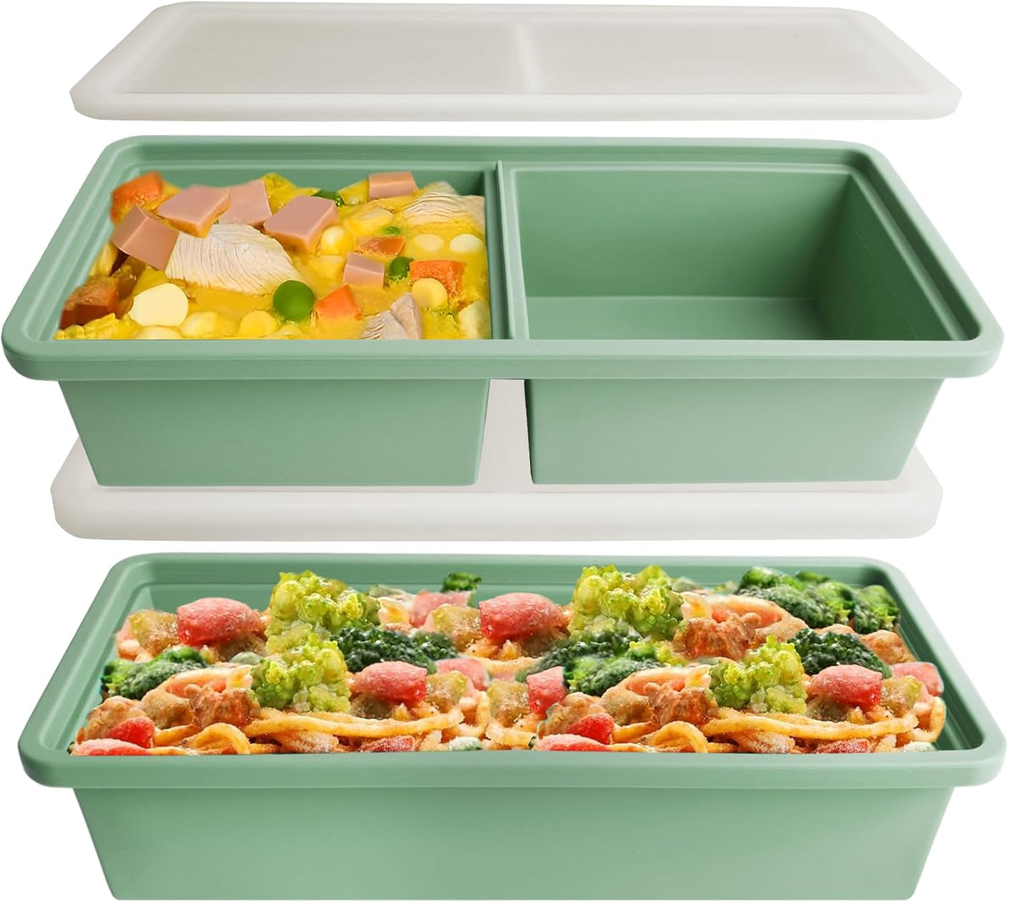 Skiennix Silicone Freezer Trays - Leak-Proof Ice Cube & Soup Storage Containers | 2-Cup & 5-Cup Sizes, BPA-Free