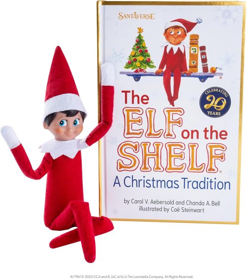 Elf on the Shelf | 20th Anniversary Limited Edition Box Set - Posable Boy Scout Elf with Blue Eyes, Storybook & Collectibles