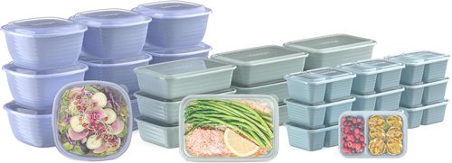 Bentgo Prep 60-Piece Meal Prep Kit - Reusable BPA-Free Food Containers & Snack Boxes | Microwave & Dishwasher Safe (Floral Pastels)