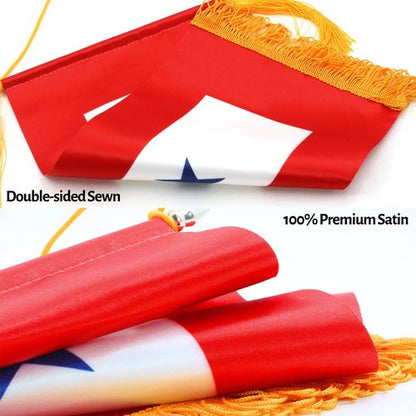 ANLEY Military Service Banner - Blue Star American Family Member Flag - 15" X 8" Fringed Design with Wooden Pole & Golden Tassels