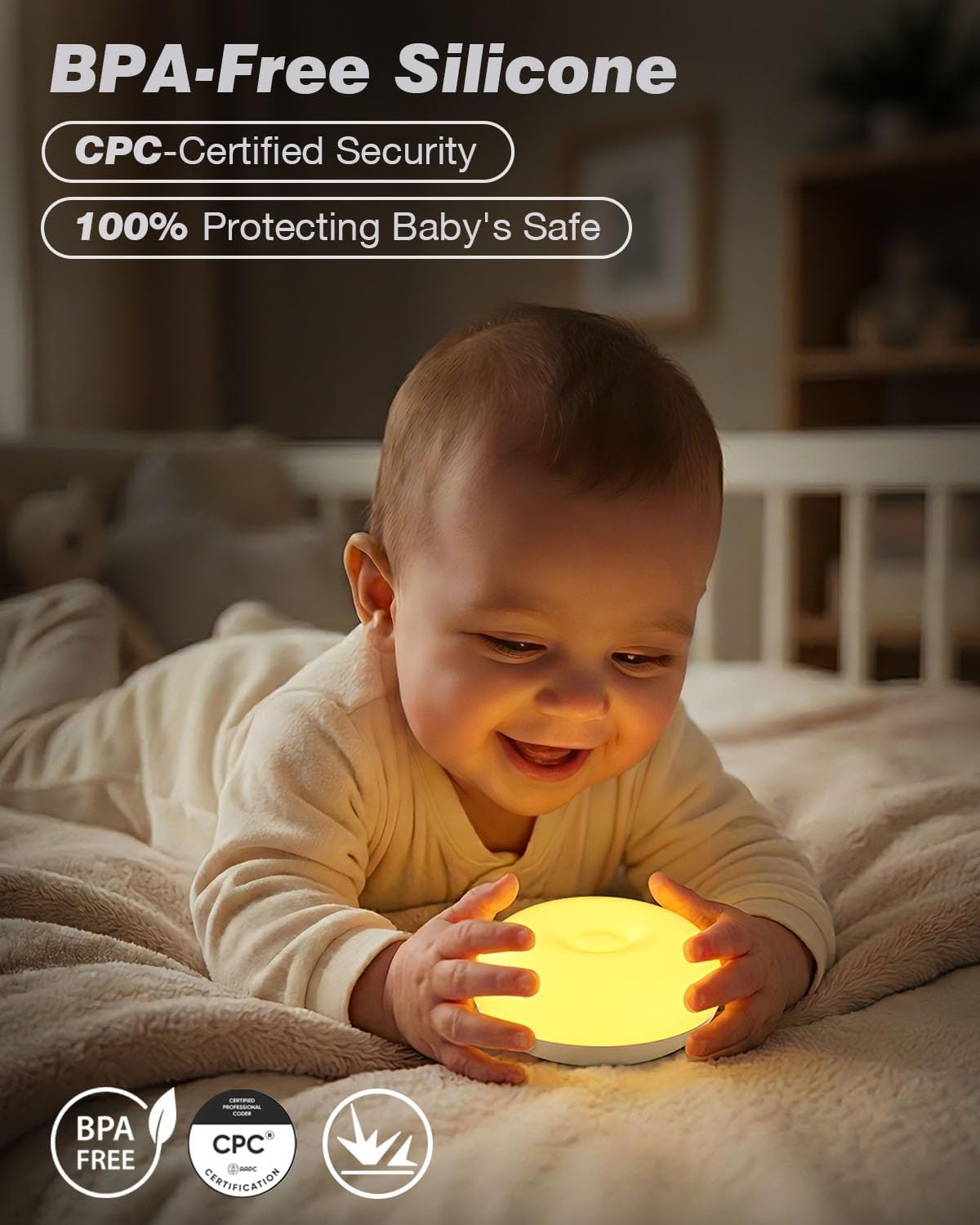 Skiennix Baby Night Light - Soft BPA-Free Egg Design with Dimming | Rechargeable & Portable for Nursery