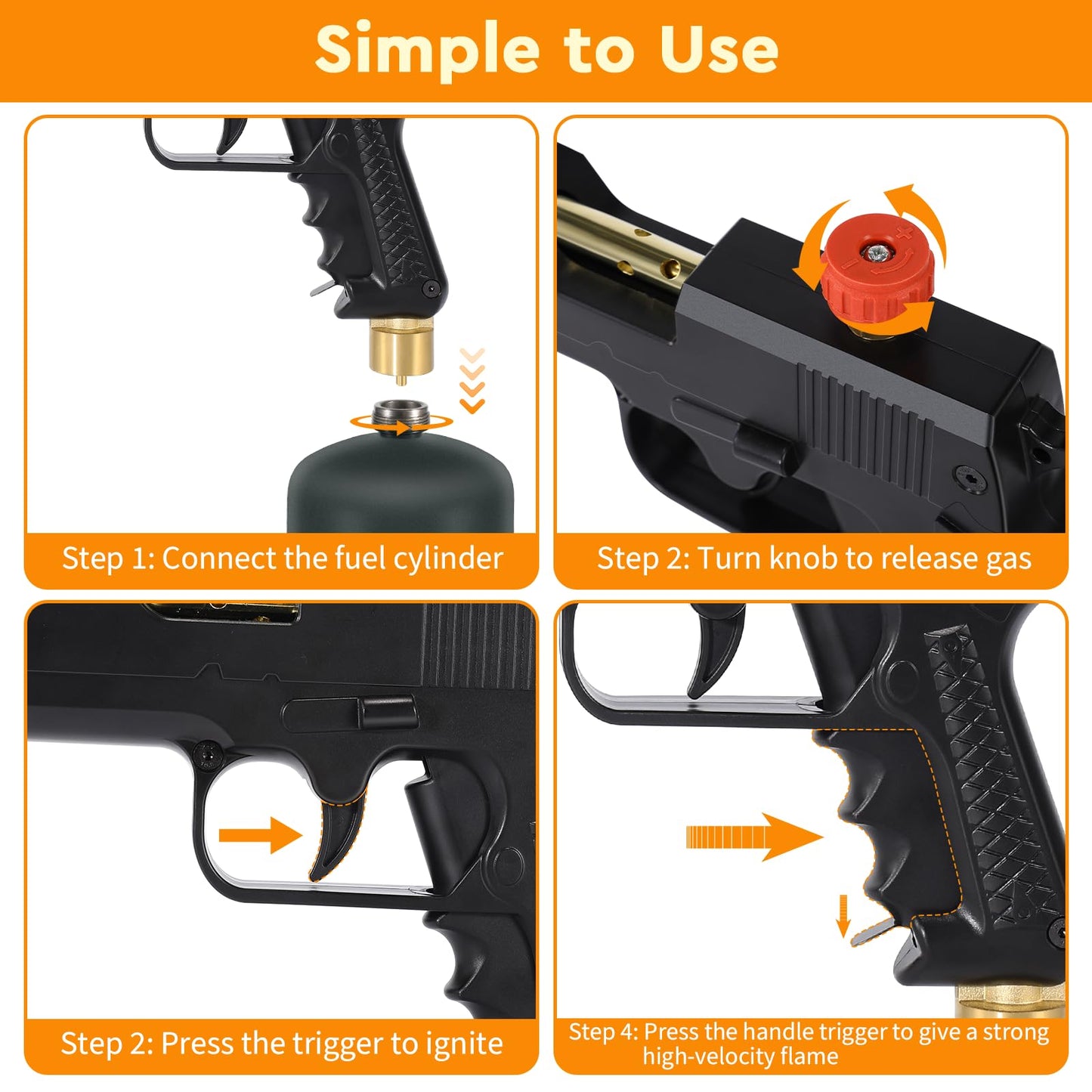 Propane Torch,Kitchen Cooking Blow Torch,700,000BTU Flamethrower,Food Culinary Torch with Safety Lock,Campfire Starter Grill Torch,BBQ Torch for Steak & Creme Brulee