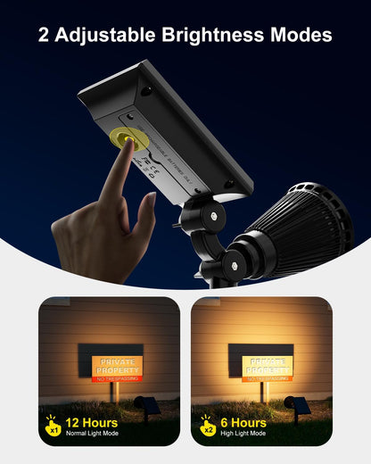Skiennix Solar Power Spot Lights - Waterproof LED Landscape Uplights for Outdoor Decor | Warm White