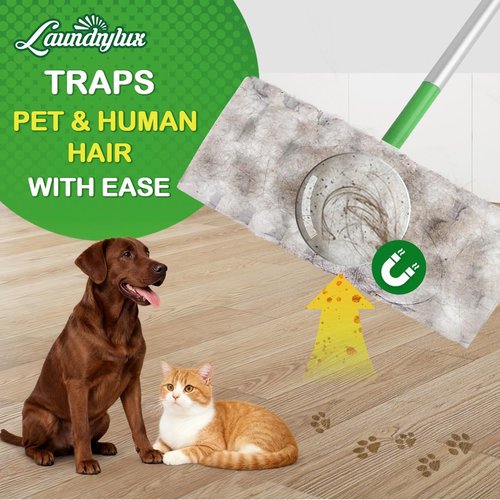 LAUNDRYLUX Heavy Duty Dry Sweeping Cloths Refills Compatible with Swiffer Sweeper, Multi Surface Pet Dry Pads Refill, Floor Cleaner for Dust, Hair, Dirt, Disposable Duster Mop Pad - 32 Count