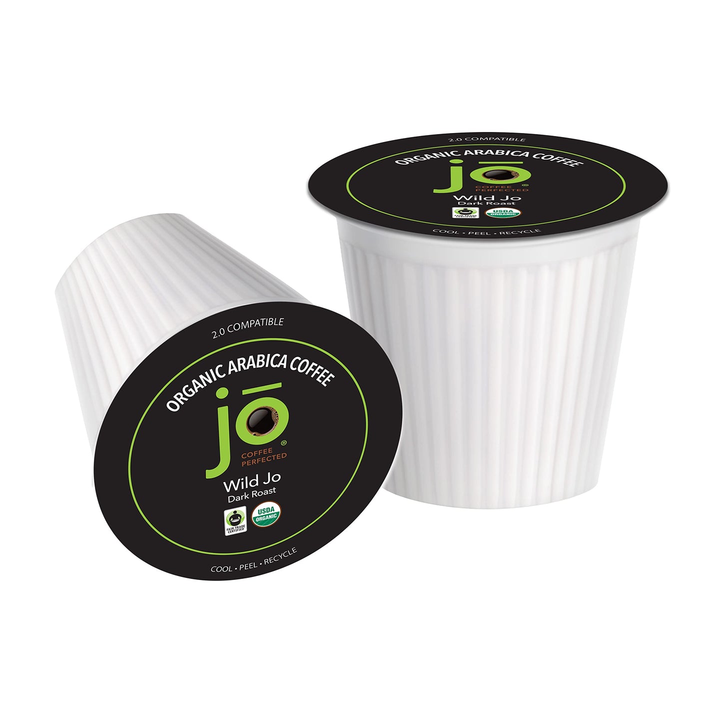 WILD JO: 24 Cups Dark French Roast Organic Coffee for Keurig K-Cup Compatible Brewers, Fresh Seal Single Serve Cups, Bold Strong Rich Wicked Good, Fair Trade Certified, Kosher, Non-GMO, Gluten Free