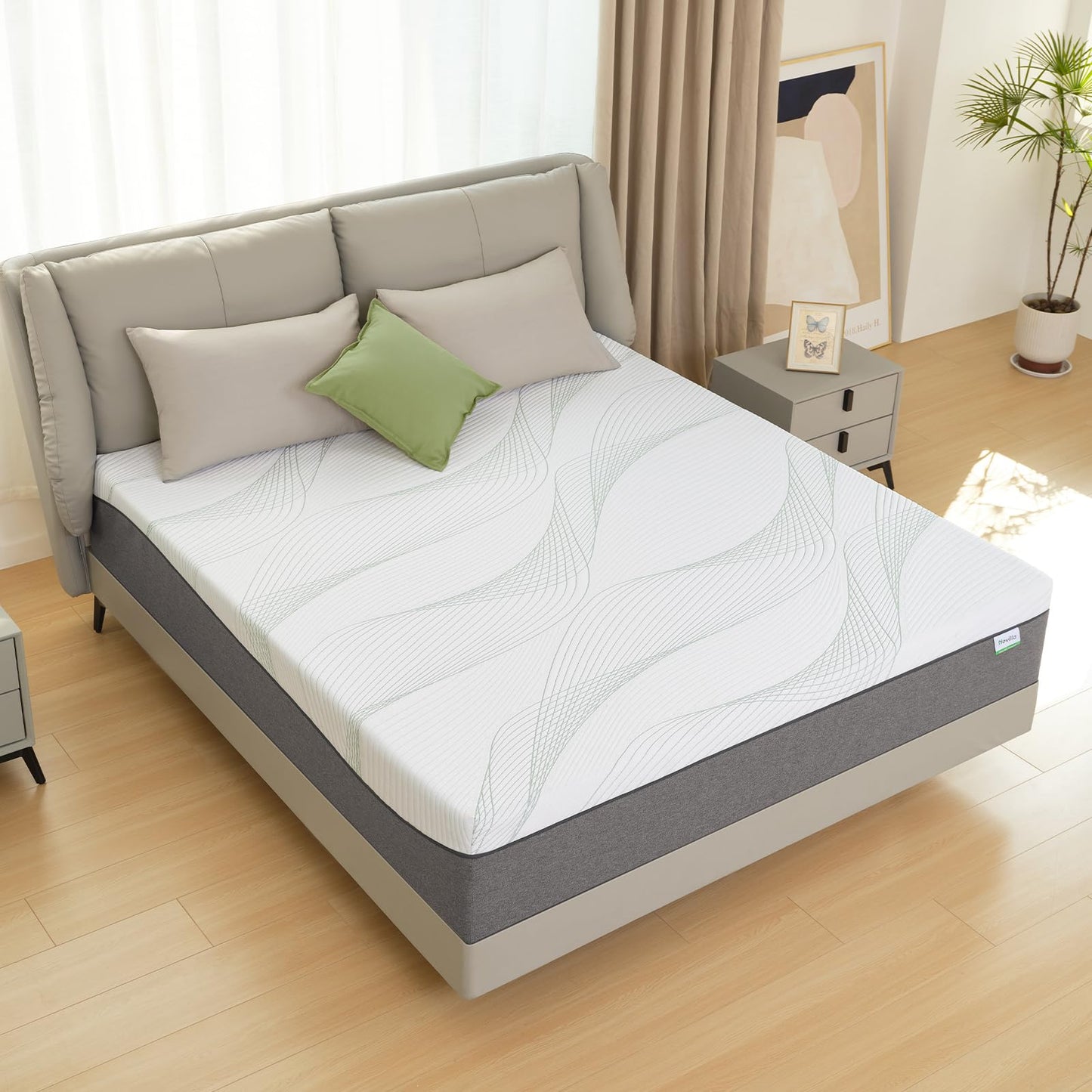 Novilla King Size Mattress, 12 Inch Gel Memory Foam Mattress for Plush Comfort, Pressure Relief, CertiPUR-US Certified, Mattress-in-a-Box, Embrace