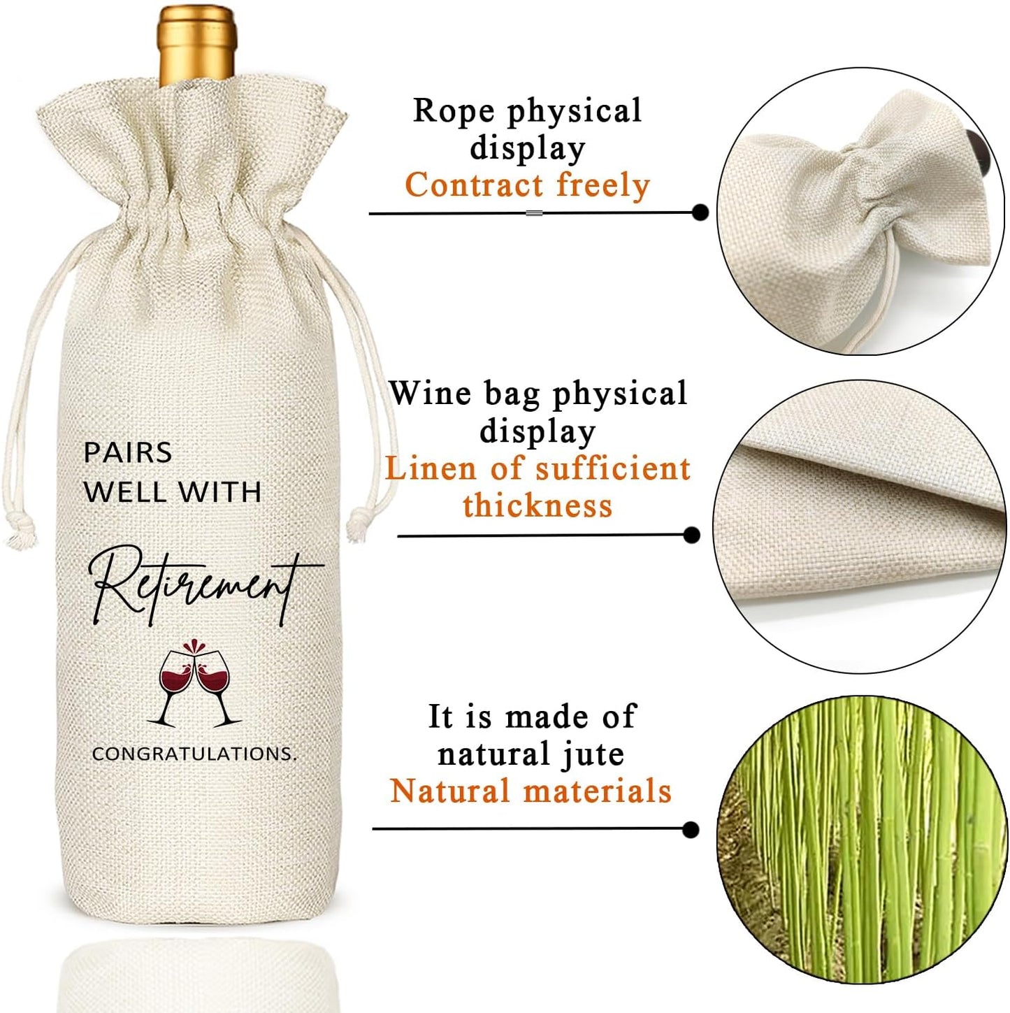 TBITON Retirement Gifts for Woman Men,Best Retired Wine Bag Gift Party Decor, Retired Gifts Leaving Gifts for Coworkers Boss,Pairs Well With Retirement