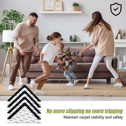 12 Pcs Rug Tape, Non Slip Carpet Tape for Hardwood Floors, Double-Sided Adhesive Rug Stickers Keep Corners Flat, No Residue/BPA-Free