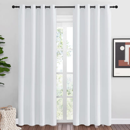 NICETOWN Room Darkening Curtains - Thermal Insulated Grommet Panels for Living Room | 2 Panels, 55x86, Greyish White