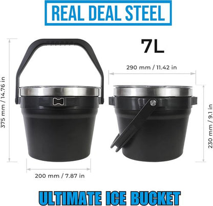 Large Insulated Ice Bucket with Lid – Stainless Steel Ice Bucket and Scoop – Ice Buckets for Parties, Bars – Ice Bucket with Lid and Scoop – Outdoor Ice Bucket, Champagne (Natural Stainless)