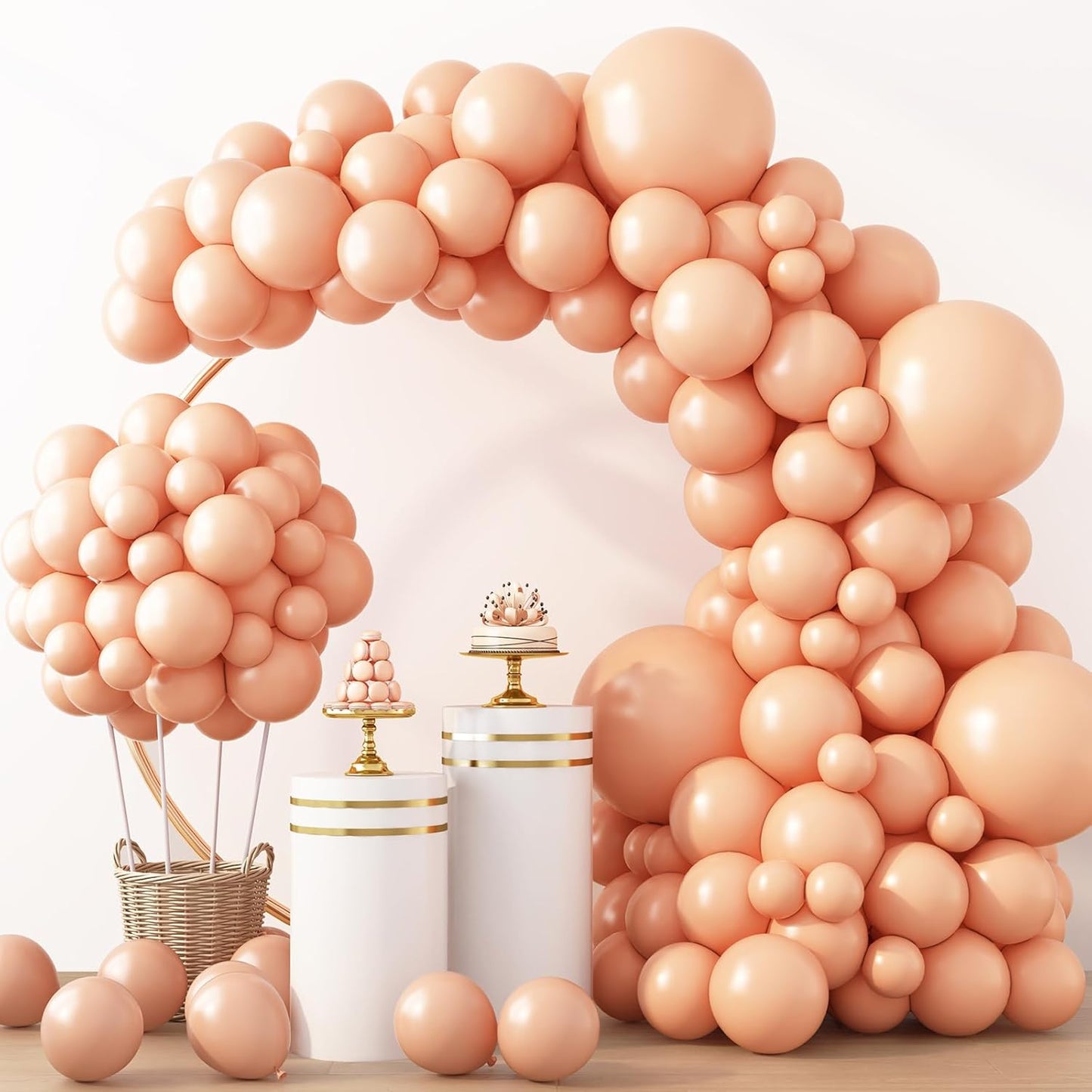 RUBFAC Peach Balloon Garland Kit - 129pcs Latex Balloons in Light Orange & Blush Pink | Perfect for Weddings, Showers & Birthdays