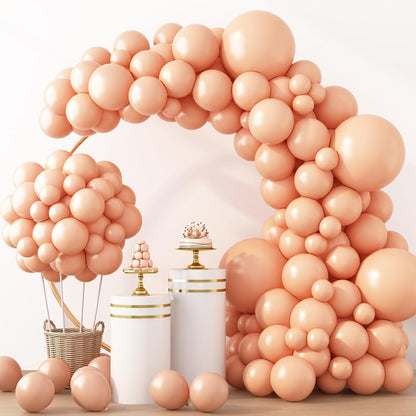 RUBFAC Peach Balloon Garland Kit - 129pcs Latex Balloons in Light Orange & Blush Pink | Perfect for Weddings, Showers & Birthdays