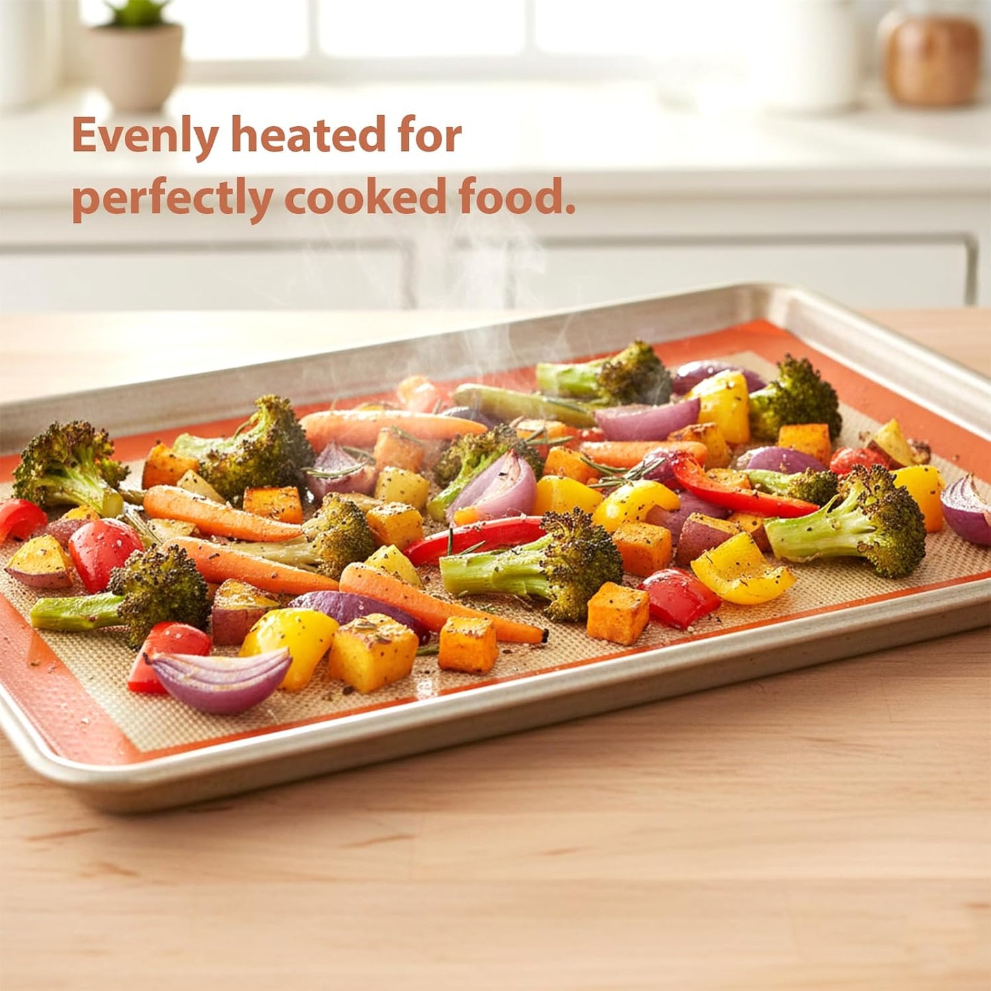 Silicone Baking Mat Set by [Brand Name] - Non-Stick, Heat-Resistant & Reusable | 3 Pcs for Cookies, Bread & Pastry - Orange