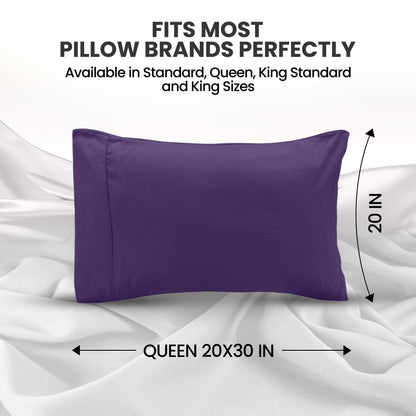 Utopia Bedding Queen Pillow Cases - 2 Pack - Envelope Closure - Soft Brushed Microfiber Fabric - Shrinkage and Fade Resistant Pillow Covers Queen Size 20 X 30 Inches (Queen, Egg Plant)