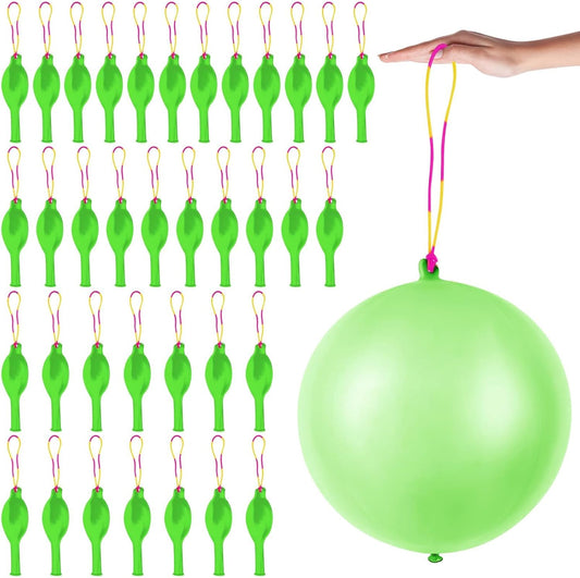Punch Balloons - 36 Pcs Green Set with Rubber Band Handle for Easy Grip | Perfect for Kids' Parties & Outdoor Fun