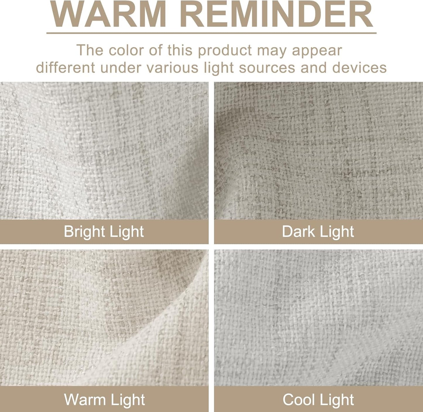 Skiennix 100% Blackout Linen Curtains - Thermal Insulated Drapes for Bedroom | 50" W x 108" L, Beige