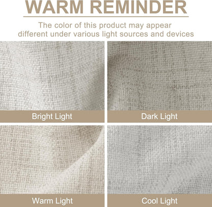 Skiennix 100% Blackout Linen Curtains - Thermal Insulated Drapes for Bedroom | 50" W x 108" L, Beige