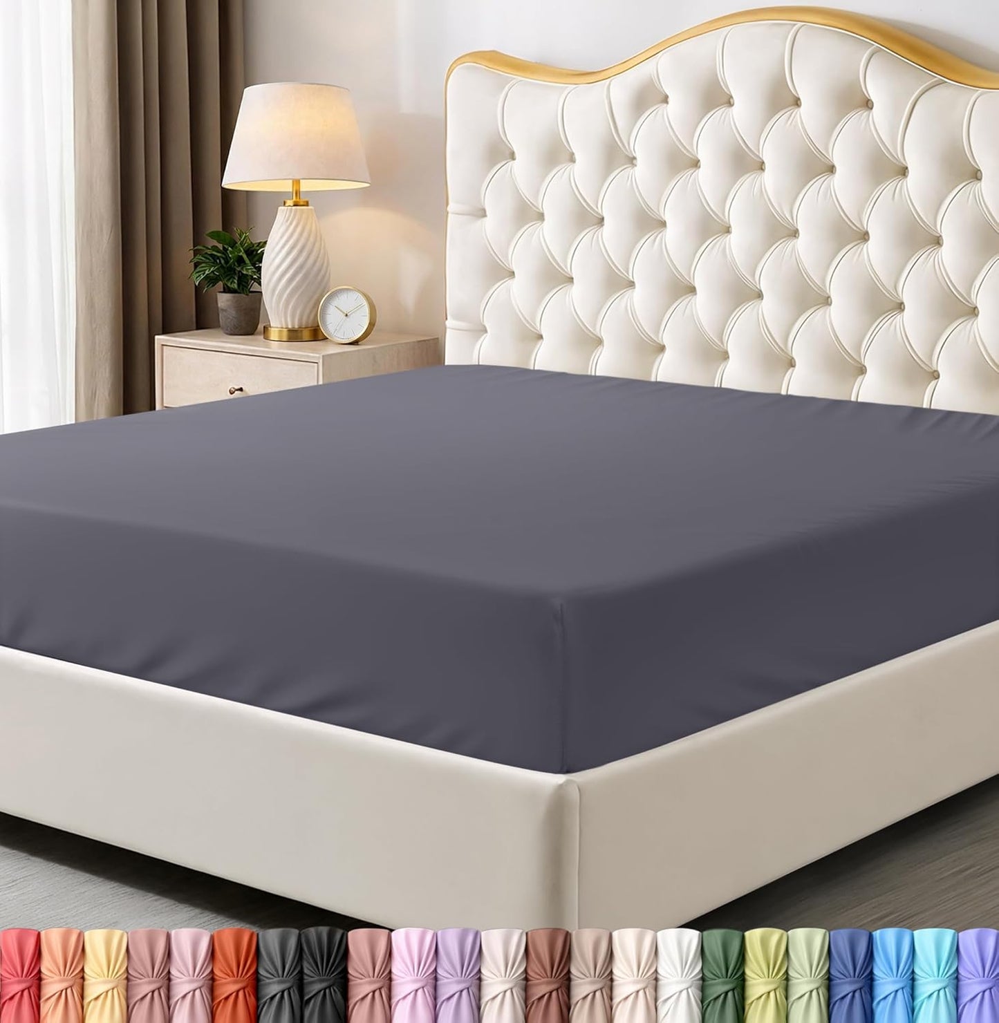 Utopia Bedding King Fitted Sheet - Deep Pocket Polyester - Fade & Shrinkage Resistant - Grey