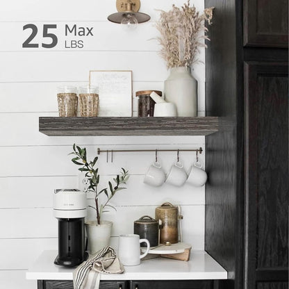 QEEIG Floating Shelves - Stylish Wall Storage for Bathroom, Bedroom & Kitchen - Set of 3, 16 Inch, Grey