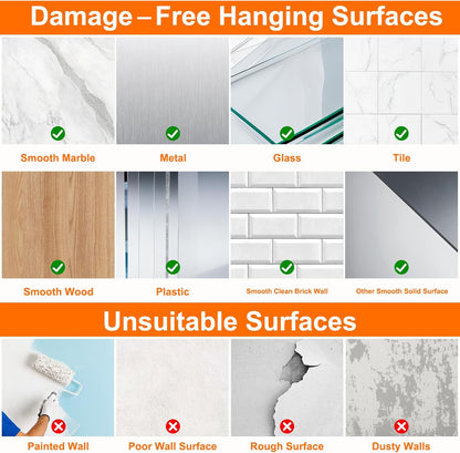 DDMY Heavy Duty Adhesive Hooks - 50lb Max Capacity, Waterproof & Reusable Black Wall Hooks | 8 Pack for Bathroom & Kitchen
