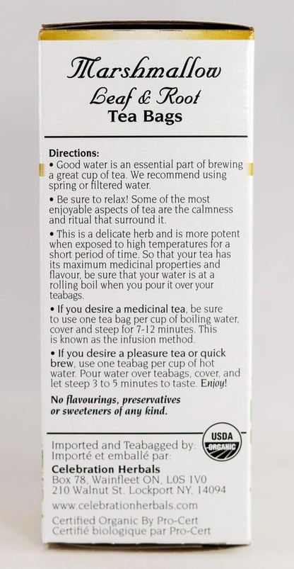 CELEBRATION HERBALS Marshmallow Leaf & Root Organic 24 Bag, 0.02 Pound