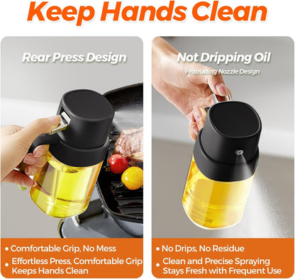 YARRAMATE Mini Oil Sprayer - 6.8 OZ Food-Grade Olive Oil Spray Bottle for Cooking & BBQ (Black)