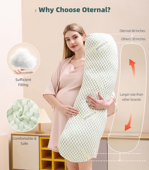 Oternal Pregnancy Pillow for Pregnant Women, Soft Pregnancy Body Pillow, Support for Back, Belly, HIPS, Legs, Maternity Pillow with Detachable and Adjustable Pillow Cover
