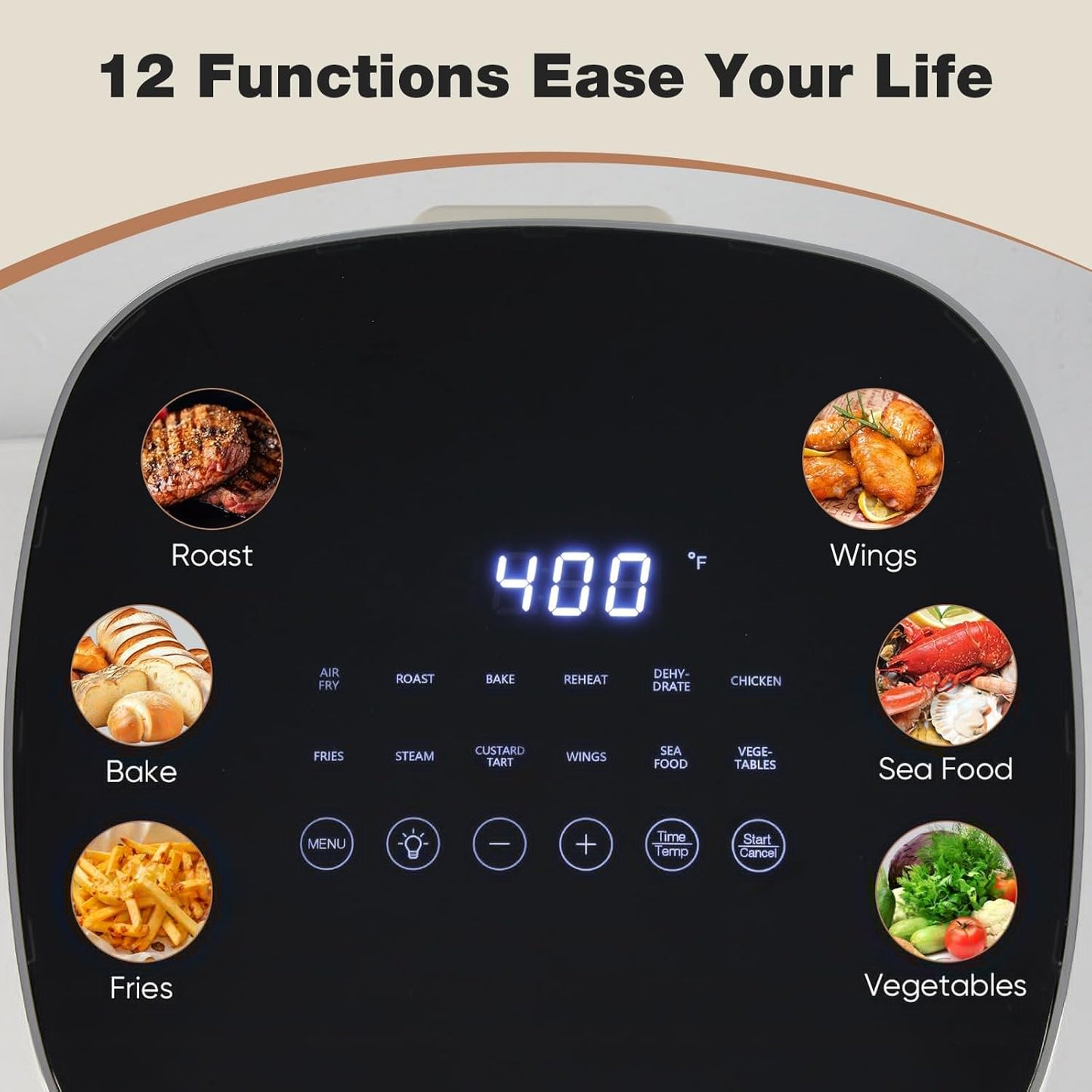 OLIXIS 6 Quart Air Fryer - 12-in-1 Multi-Cooker with Window | Roast, Bake, Dehydrate & More - White