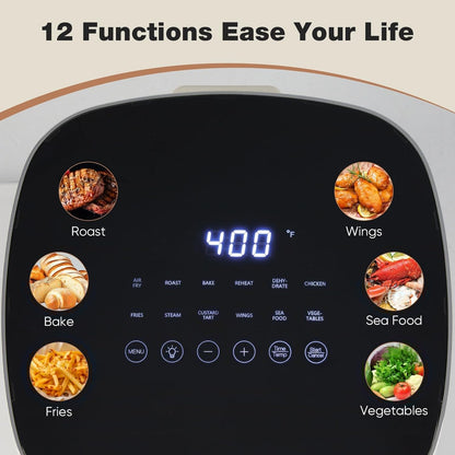 OLIXIS 6 Quart Air Fryer - 12-in-1 Multi-Cooker with Window | Roast, Bake, Dehydrate & More - White