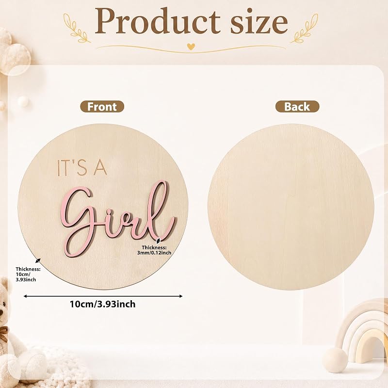 Its a Girl Sign - Wooden Boho Gender Reveal Decor 3.93in Nursery Plaque