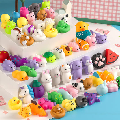 Skiennix 25 Pcs Mochi Squishy Toys - Kawaii Animal Stress Relief Mini Toys for Kids | Perfect Party Favors & Goodie Bag Fillers