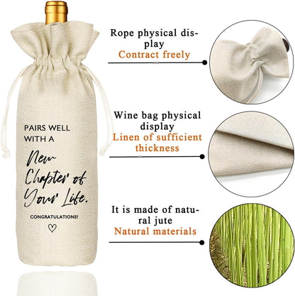 New Job Gifts Wine Glass, Farewell Gifts for Coworkers Women Men, Funny New Job Glass and Wine Bag Set, Going Away Gift for Friends Boss Colleague, Pairs Well With a New Chapter of Your Life