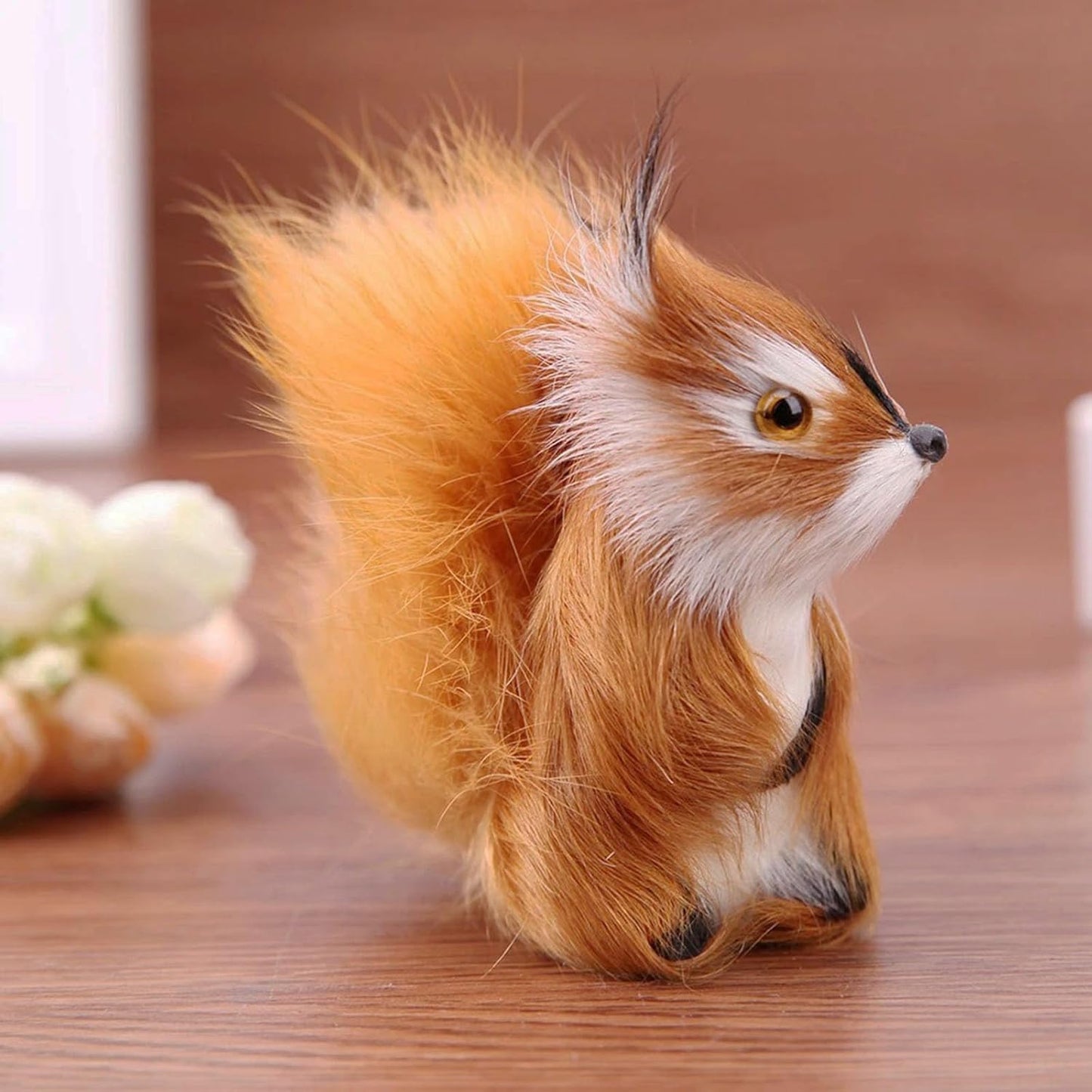 Skiennix Realistic Furry Squirrel | Lifelike Faux Fur Easter Basket Stuffer | 3.1 Inch Home Decor