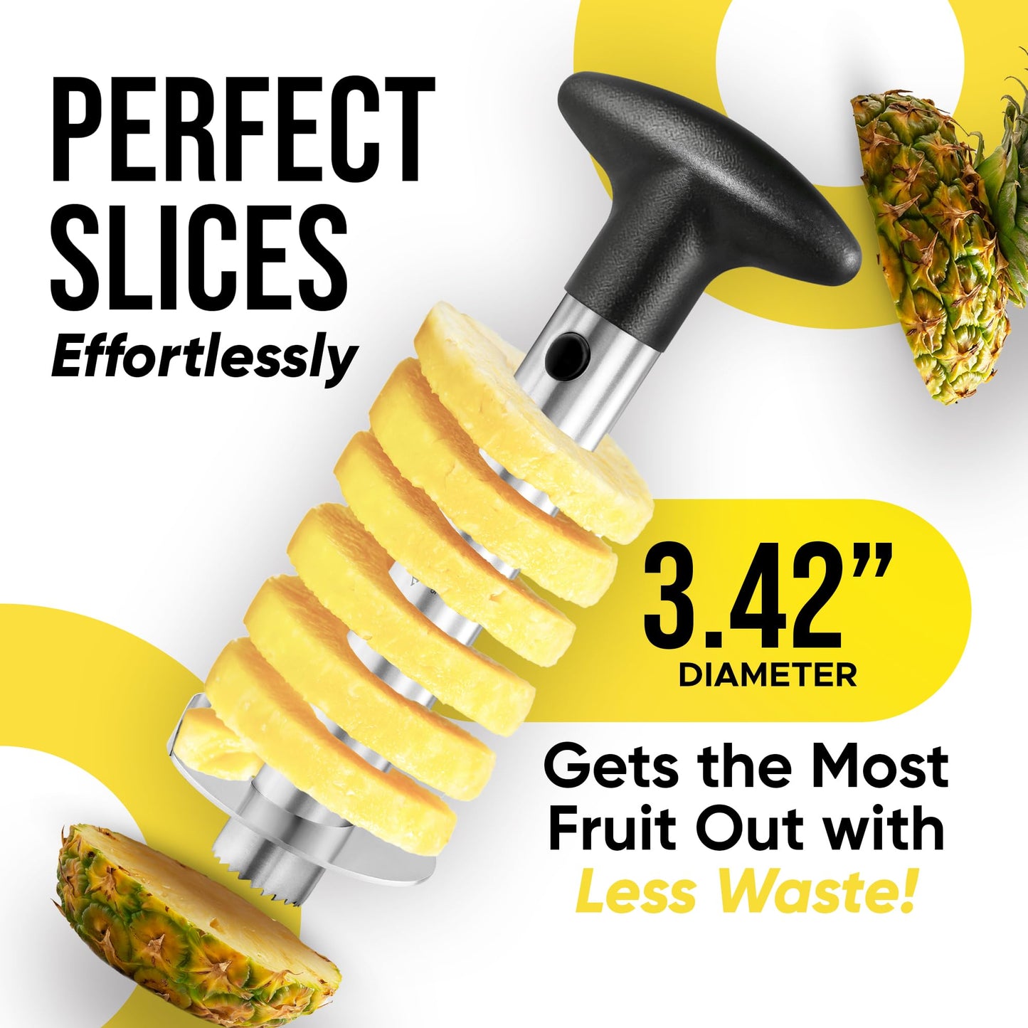 Pineapple Corer and Slicer with Triple Reinforced Stainless Steel with Thicker Blade - Easy-to-Use Pineapple Corer & Pineapple Cutter - Pineapple Slicer and Corer Tool for Easy Core Removal by Zulay