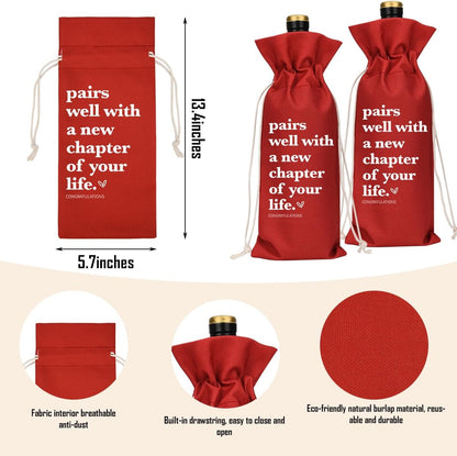 Red Funny New Chapter Wine Bag New Beginnings Gifts for Women Men Farewell Gifts for Friends Going Away Gifts for Coworkers Women Men Moving Away Gifts for Friends New Teacher Gifts