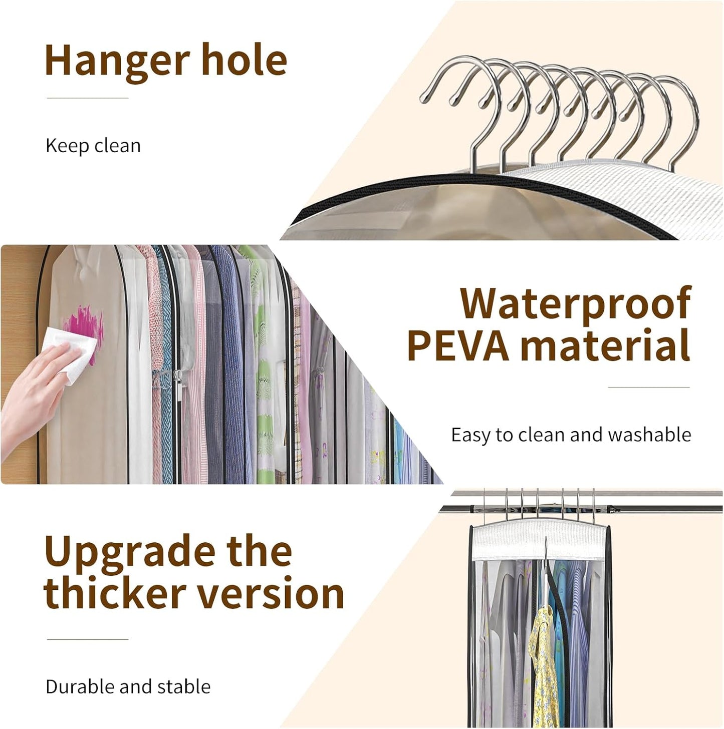 Skiennix Garment Bags - Upgraded Thickened Clear Hanging Storage for Clothes | 4 Packs (40 & 50 Inch)