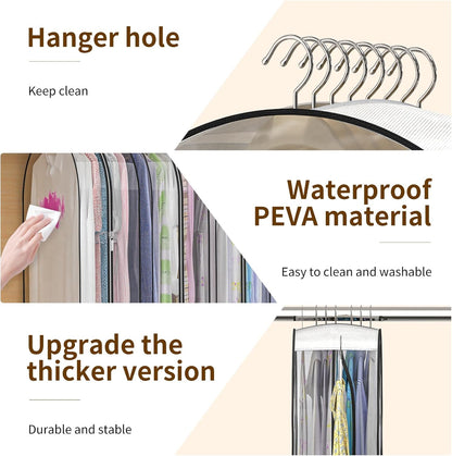 Skiennix Garment Bags - Upgraded Thickened Clear Hanging Storage for Clothes | 4 Packs (40 & 50 Inch)